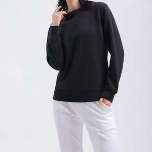 Sweat-shirt unisexe à manches longues, col rond, en tricot respirant, épais, uni, pour un usage quotidien, design doublé pour l'hiver - Product Image 1