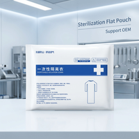 Sachet plat de stérilisation par thermoscellage, en papier et plastique, pour usage médical, avec indicateur EO STEAM FORM, certifié CE, marque MICOOM, pour usage en milieu médical.
