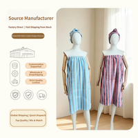 Serviette de Bain Tricotée en Polyester Portable, Jupe de Spa Rayée en Microfibre Peluche, Séchage Rapide, Ultra Absorbante, pour la Salle de Bain et la Maison, pour Femme