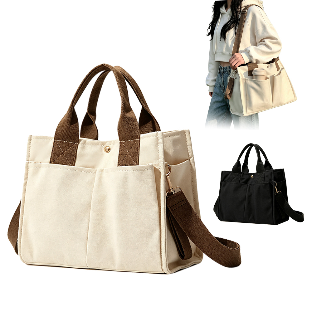 Mini Canvas Duffle Crossbody Handbag Detachable