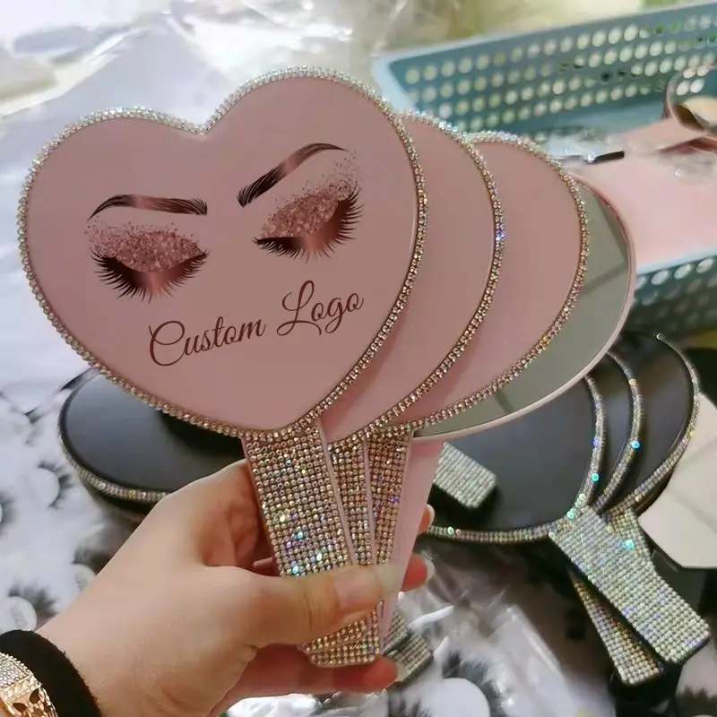 Private Label Customized Logo Single Side Plastic Small Handheld Square Custom Cosmetic Hand Mirrors for Women