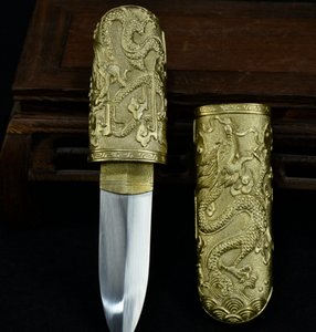 20CM oculto Cosplay espada corta película cuchillo alto manganeso acero vaina cobre - Product Image 4