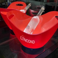 KTV Bar party oval forme Led luxe clignotant vin vodka whisky champagne seaux acrylique 8L en plastique LED seau à glace