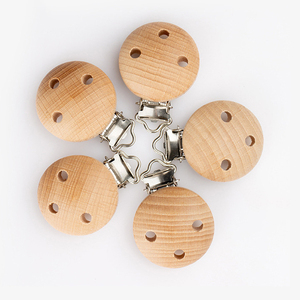 Vendita all'ingrosso 30mm in legno naturale ciuccio Clip porta ciuccio per regalo - Product Image 2