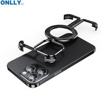 Étui de téléphone avec béquille de charge sans fil magnétique en métal aluminium au design unique pour iPhone 15 Pro Max 14 13 pour S23 S24 ultra