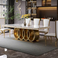 Table à manger rectangulaire moderne en acier inoxydable doré, 4 places, meubles pour la maison, l'hôtel et le restaurant