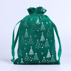 <b>Glitter</b> Christmas Pattern Drawstring Gift Bags Holiday Party Packaging Festive Pouches Set - Product Image 1