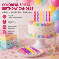 Bougies spirales multicolores arc-en-ciel pour décorations de gâteaux d'anniversaire, bougies torsadées pour fêtes avec supports, pour célébrations d'enfants et d'adultes, en gros