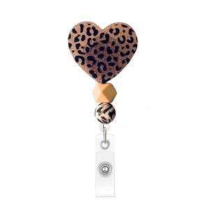 Porte-badge en ABS imprimé léopard or et argent avec épingle rétractable pour l'identification au travail - Product Image 3