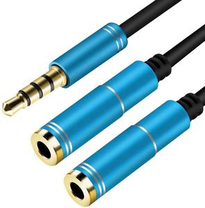 Earphone Stereo Aux 3.5mm pria ke 2 wanita, kabel Stereo 3.5mm - Product Image 1