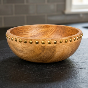Frutero Rectangular Dorado y Marrón con Tachuelas de Latón, Estilo Moderno de Mediados de Siglo |   Aqudus Saleem de Moradabad Hecho a Mano - Venta al por Mayor 25x25x12 cm - Product Image 2