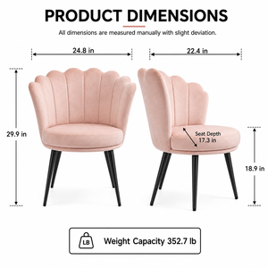 DM Modern <strong>Scallop</strong> Dining <strong>Chair</strong> With Soft Upholstery Round Seat and Stable Foot Pads for Cafe Restaurant Supply - Product Image 2