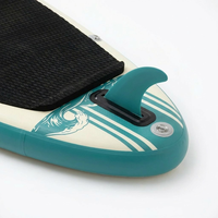 Planche de SUP gonflable en PVC OEM Teal Wave Print à 3 ailerons, 10 pieds, polyvalente pour le lac, le yoga et le tourisme, avec kit de pompe à manomètre