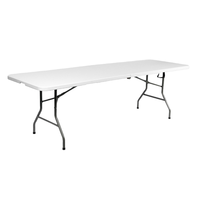 Table pliante rectangulaire portable en HDPE blanc de 6 pieds, facile à nettoyer et étanche à l'humidité pour l'extérieur et la cuisine
