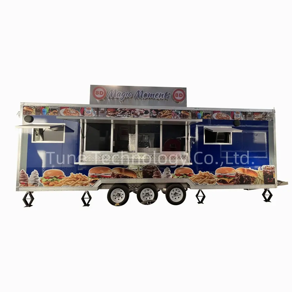 7x22 Premium Fast Food Trailer Ice Cream Mobile Food Truck for Sale Fully Equipped with Toilet
