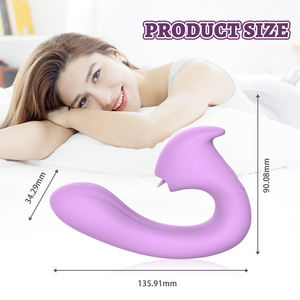 Love 2 In 1 Tong Likken Dildo Vibrator Draagbare Clit Licker Vagina <span class=keywords><strong>G</strong></span> <span class=keywords><strong>Spot</strong></span> Stimulator Orgasme Seksspeeltje Vrouwelijke Masturbator - Product Image 2