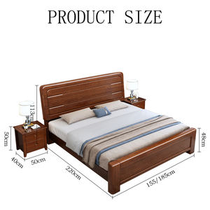 โครงเตียงไม้เนื้อแข็งทันสมัย ทนทาน พร้อมดีไซน์หัวเตียงเรียบหรูสำหรับห้องนอนสไตล์ร่วมสมัย - Product Image 6
