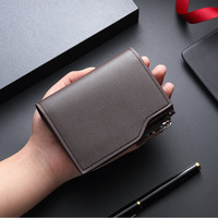 Portefeuille court élégant, porte-cartes d'affaires en cuir PU avec plusieurs fentes pour cartes et poche à monnaie, cadeau parfait pour les hommes