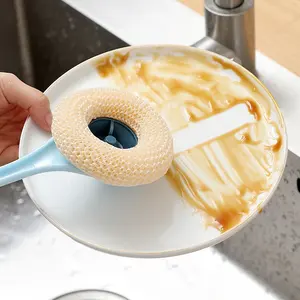 Cepillo de limpieza de cocina con mango largo, cepillo de fibra Degradable para lavar platos, para el hogar