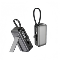 Mini batterie externe en alliage avec câble de charge rapide 20W 5000mAh, source d'alimentation portable pour mobile