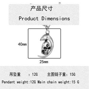 Yunnique – pendentif crâne de lune en acier inoxydable, collier unisexe de style Punk, design géométrique, 23048 - Product Image 4