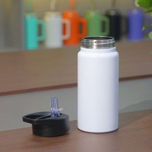 Custom Logo 420ml Double Wall Stainless Steel Vacuum Insulated Double Wall Kids Water Bottle With <b>Straw</b> and Handle for Outdoor - Product Image 2