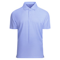 Kaos Golf Pria Musim Panas Slim-Fit Rajutan Poliester/Katun Lengan Pendek Anti-Susut Bernapas Kasual dengan Motif