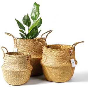 Panier de plantation en jonc de mer tissé à la main, pot de plantes, d'intérieur et d'extérieur, récipients pour décoration de la maison, 5 pièces - Product Image 1