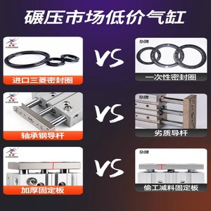 Cylindre pneumatique miniature triaxial en acier inoxydable Xingchen MGJ6/10-5/TCM10-10/15/20/S, tige de guidage, état neuf, air - Product Image 3