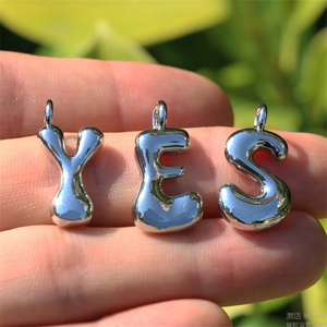 18K oro placcato iniziale in ottone A-Z palloncino con perline con ciondolo collana di gioielli accessori moda ciondoli e ciondoli - Product Image 4