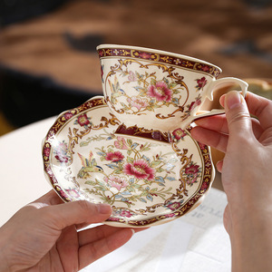European Retro <b>Floral</b> Bird Coffee Cup Saucer British Court Style Ceramic Afternoon Tea Cup - Product Image 3