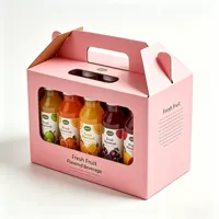 Boîte à boissons en carton ondulé personnalisée avec poignée, emballage portable pour transport de boissons, vente en gros