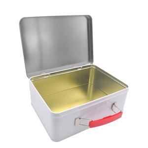 Venda quente Grande Vintage <span class=keywords><strong>Kids</strong></span> Tin Lunch Box Custom Vazio Retangular Metal com Alça para Cookies e Doces Atacado - Product Image 2