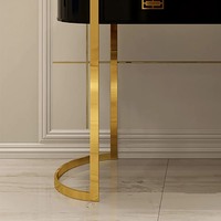 Table console moderne noire avec tiroirs et double plateau en acier inoxydable