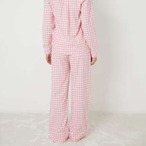 Conjunto de Pijama Rosa a Cuadros <span class=keywords><strong>para</strong></span> Mujer, Camisa de Manga Larga con Botones y Pantalones Largos, Ropa de Dormir Suave e Informal <span class=keywords><strong>para</strong></span> el Hogar - Product Image 2