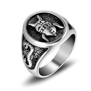 Men's <b>Titanium</b> Steel <b>Ring</b> Insect Pattern Retro Design SA988 Gift Jewelry - Product Image 5