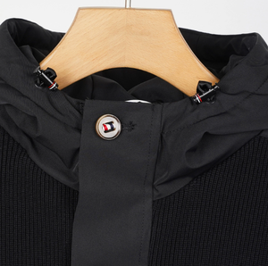 Nouvelle veste en duvet à capuche avec col rabattable, mélange de laine, fermeture éclair, style coréen, rouge, blanc, bleu - Product Image 3