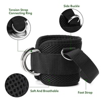 Sangles de cheville rembourrées en néoprène avec câble de fitness à double anneau en D Supports d'entraînement des jambes renforcés Câble de protection Poignets de cheville