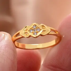 Gold Color Copper Rings For Women Men Dubai Gold Color Ring Arab Nigeria Rings Wedding Designer Flower Jewelry