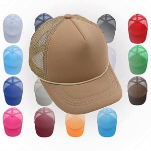 Casquette de baseball personnalisable en gros, en stock, avec broderie, 5 panneaux, snapback, maille, style camionneur, avec corde - Product Image 1
