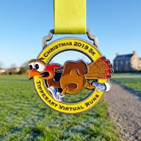 Médailles de sport personnalisées pour course de Noël 5K, en alliage de zinc émaillé creux en forme de dinde 3D, souvenir de course de marathon