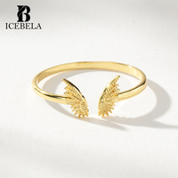 Luxe populaire 925 argent Sterling plaqué or 18 carats ailes d'ange de concepteur de haute qualité anneaux réglables pour les filles