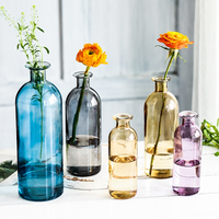 Vase en verre coloré fait main de style Art Déco, écologique, à bouche étroite, pour une seule fleur, multicolore, hydroponique, pour la maison et la table