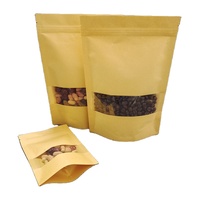 Sachets Doypack Autoportants en Papier Kraft Brun Refermables avec Fermeture Éclair, Thermoscellables, pour Stockage Alimentaire, avec Fenêtre Transparente