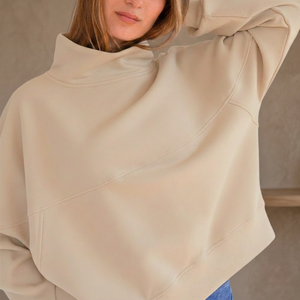 Sudadera Personalizada de Cuello Alto para Mujer, Estilo Casual y Urbano para Otoño, Tejido de Felpa, Venta al por Mayor, Logotipo Personalizado Impreso en la Parte Delantera - Product Image 1