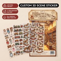 Kit d'autocollants 3D personnalisés DIY Scène de musée rétro Jouet anti-stress en PET avec carte de scène en carton de 350g