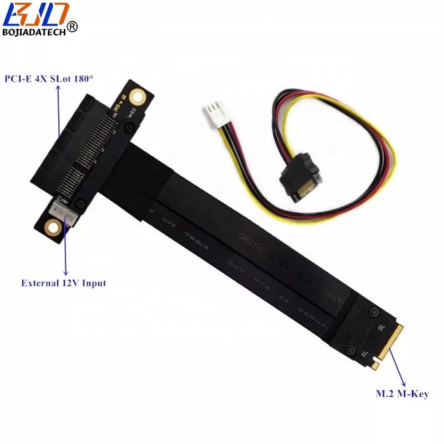 Factory Wholesale PCI-E 4X Slot to M.2 NGFF NVME Key-M Interface Adapter Riser Extension Cable 0.2M 0.3M 0.5M 0.6M 0.8M 1M