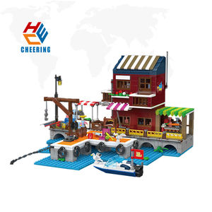 Moule <span class=keywords><strong>roi</strong></span> 10110 modè<span class=keywords><strong>le</strong></span> <span class=keywords><strong>bateau</strong></span> de pêche quai ornements MOC assemblage briques éducatives enfants unisexe bloc de construction ensemble jouets - Product Image 1