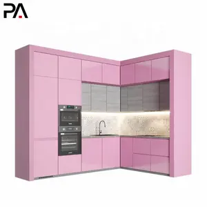 PA modulare Lagerung Küche Spanplatten schrank koreanische rosa Küchen schränke