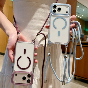 สายคล้องคอแบบไขว้ สายสะพายไหล่ เคสใสสำหรับ iPhone 18 Pro Max 17 Air 16E 15 14 13  ฝาหลังใส รองรับการชาร์จไร้สายแบบแม่เหล็ก - Product Image 3